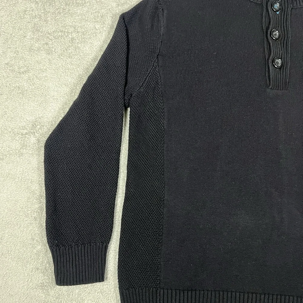 Carbon 2 Cobalt Knit Sweater Mens Extra Large 1/4 Button Black Stretch